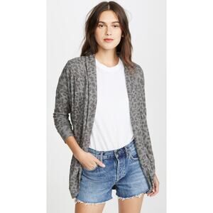SUNDRY Leopard Print Cardigan in Charcoal Women's Size 2/M